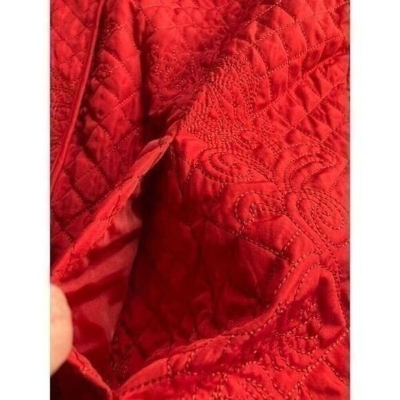 R.Q.T. Quilted‎ Embroidered Zip Up Collared Blazer Red Size Small Petite Pockets - Picture 7 of 14